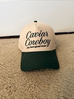 Caviar Cowboy Two-Tone Baseball Cap in Cream and Dark Green